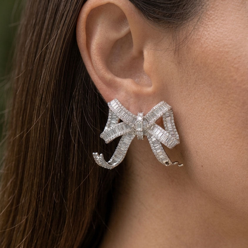 Aretes monos XL en plata, chapa de rodio - Lavanda, detalle